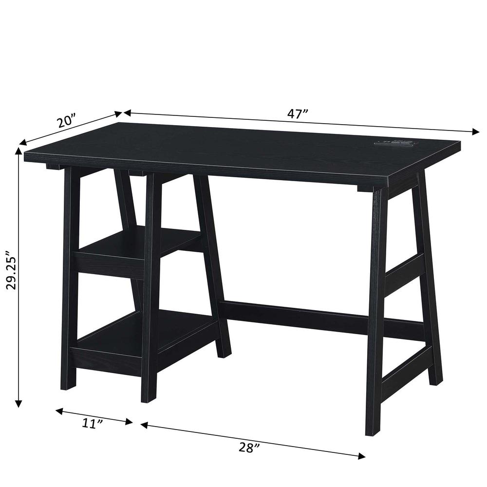 Designs2Go Trestle Desk with Charging Station, Black. Picture 4