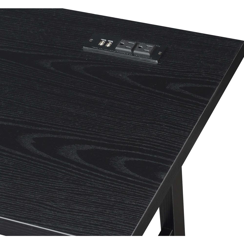 Designs2Go Trestle Desk with Charging Station, Black. Picture 3