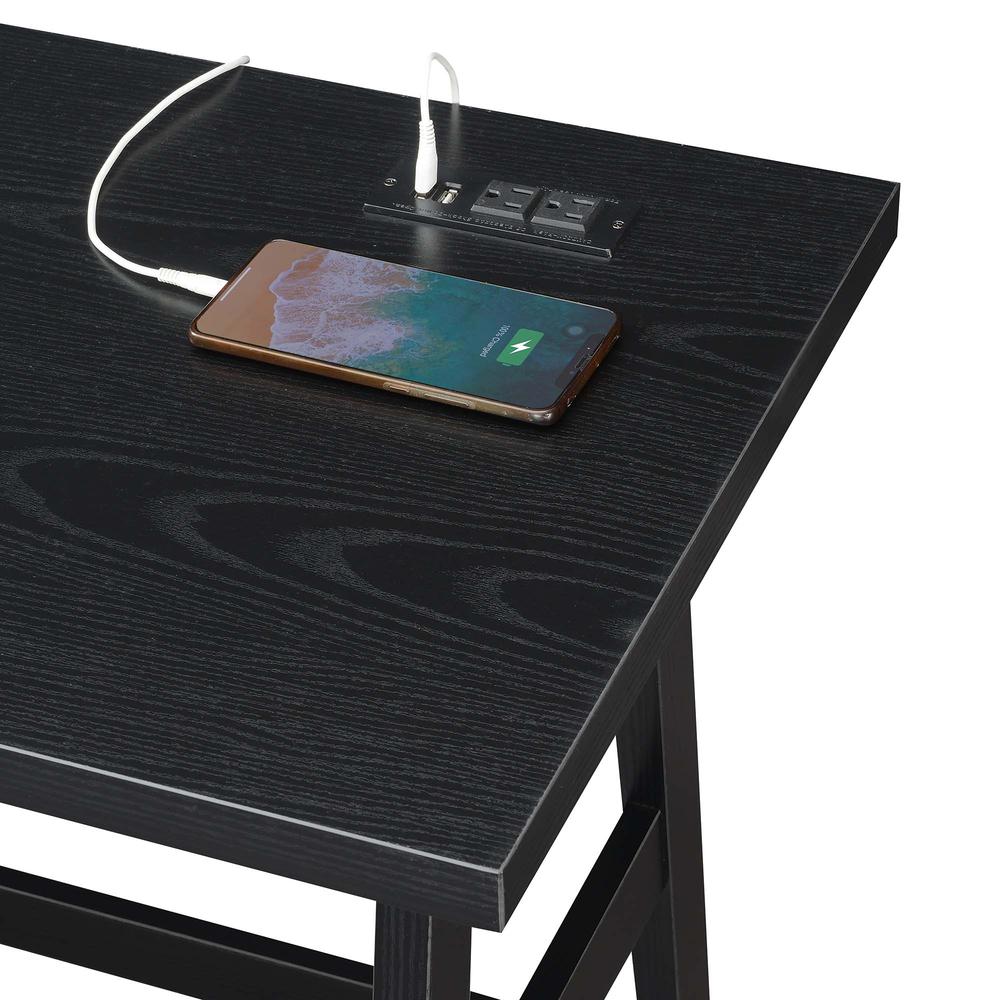 Designs2Go Trestle Desk with Charging Station, Black. Picture 2