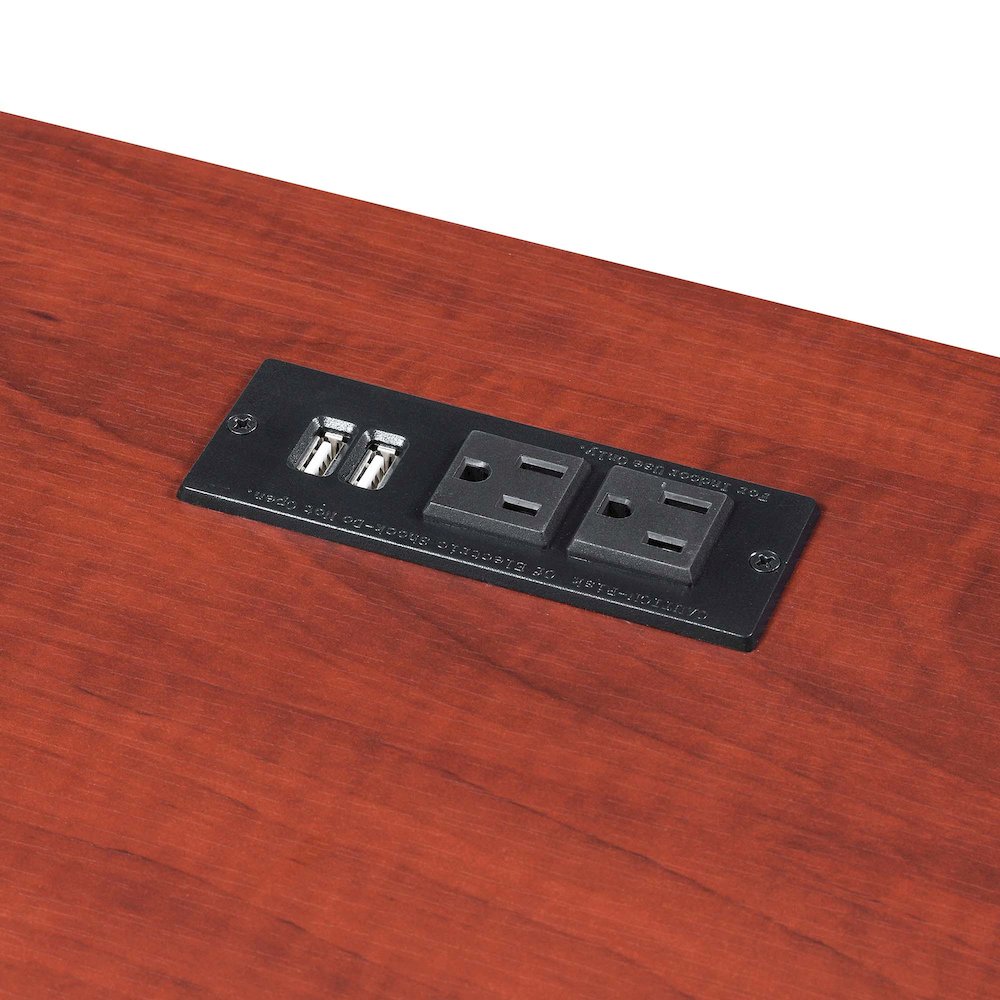 Designs2Go Trestle Desk with Charging Station, Cherry. Picture 5