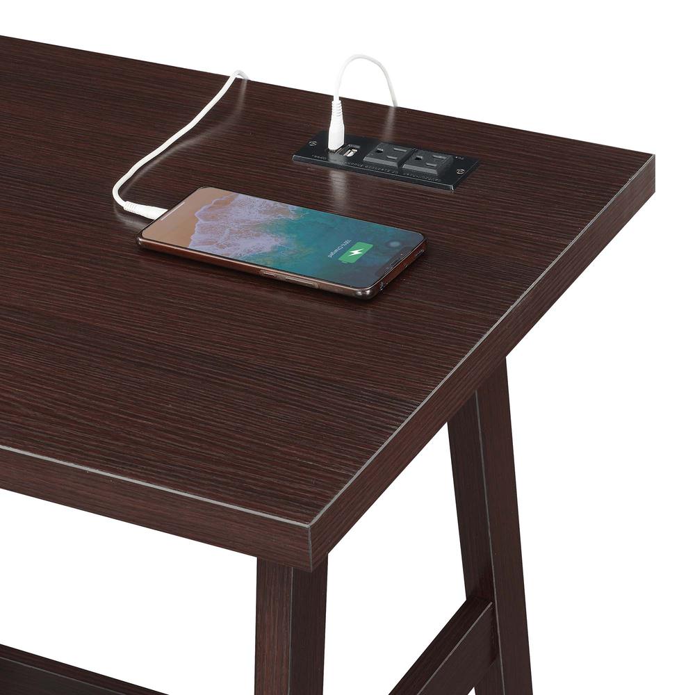 Designs2Go Trestle Desk with Charging Station, Espresso. Picture 2