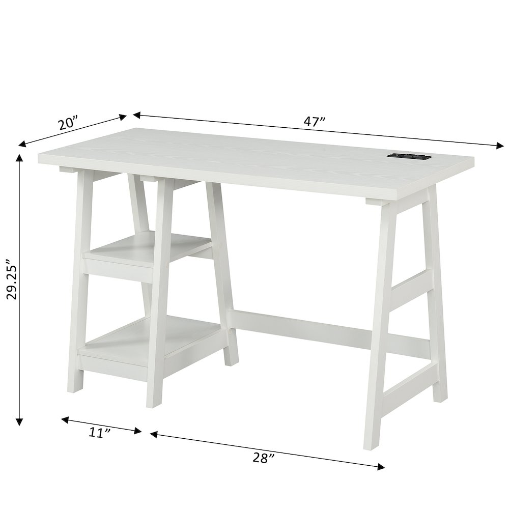 Designs2Go Trestle Desk with Charging Station, White. Picture 6