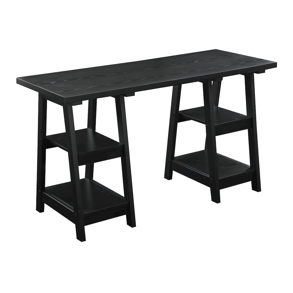 Designs2Go Double Trestle Desk with Shelves. Picture 1