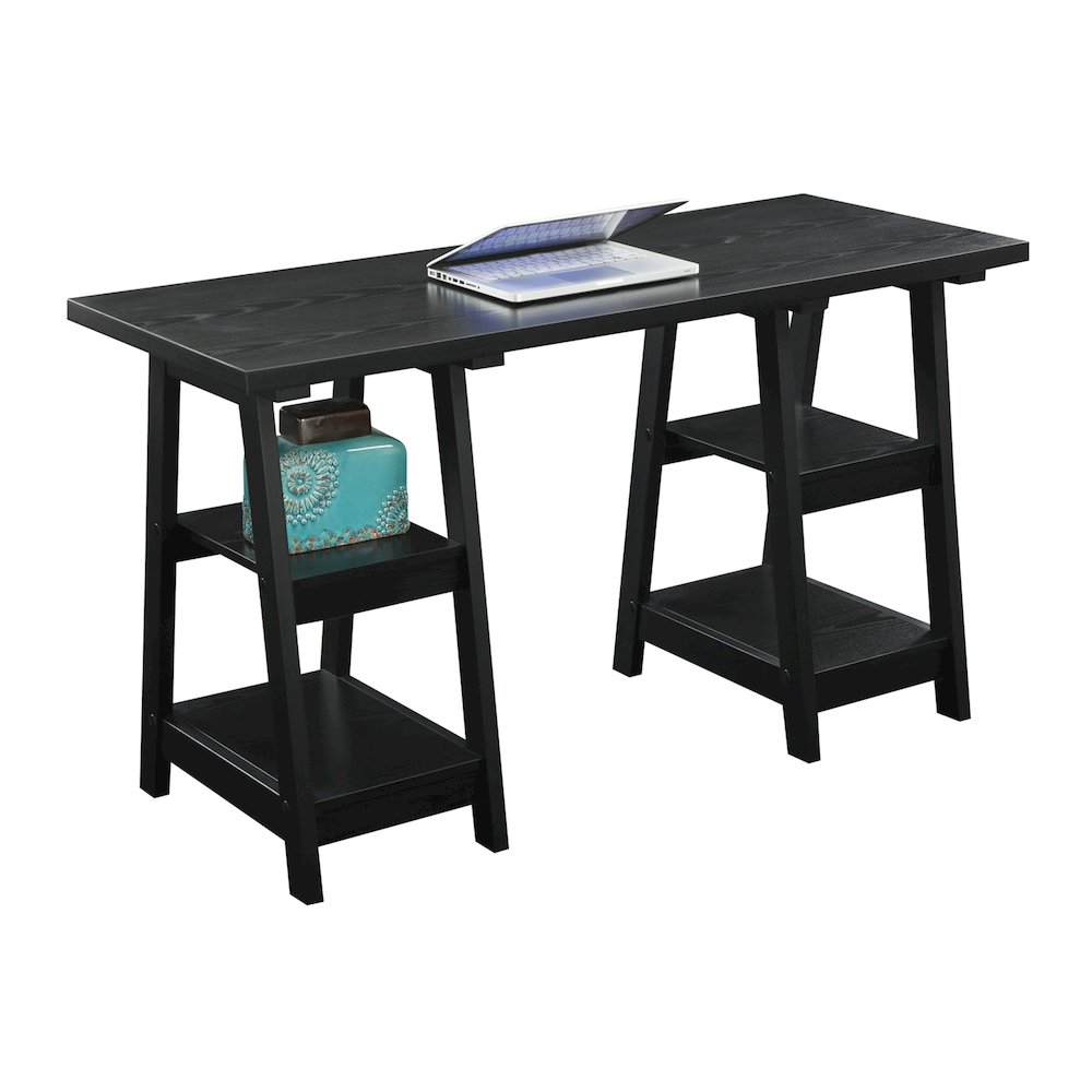 Designs2Go Double Trestle Desk with Shelves. Picture 3