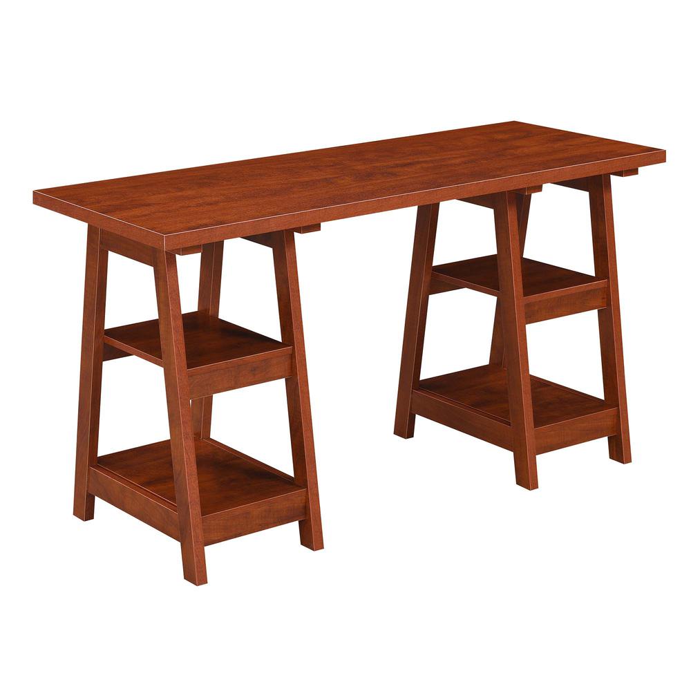 Designs2Go Double Trestle Desk with Shelves. Picture 1