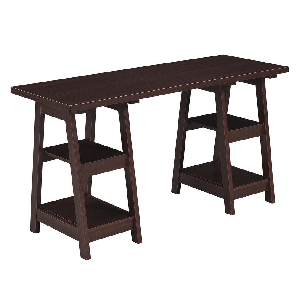 Designs2Go Double Trestle Desk with Shelves. Picture 1