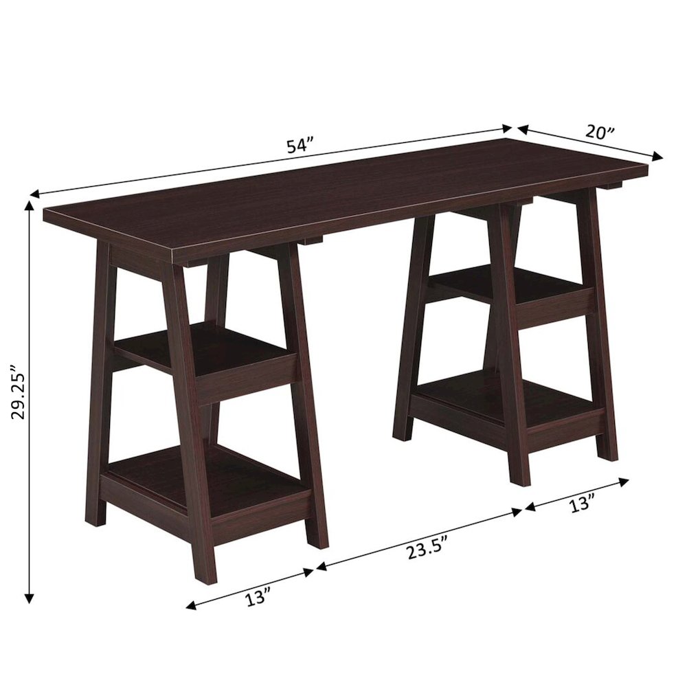 Designs2Go Double Trestle Desk with Shelves. Picture 5