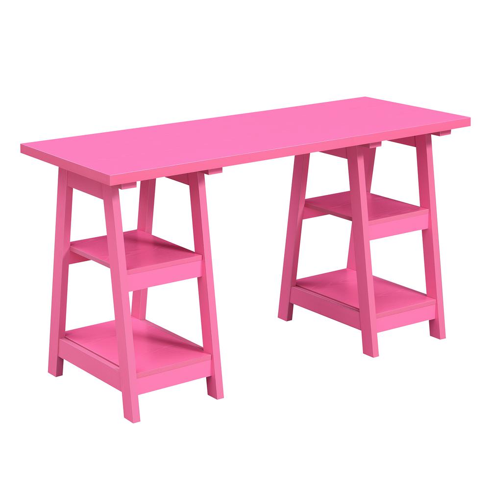 Designs2Go Double Trestle Desk with Shelves. Picture 1