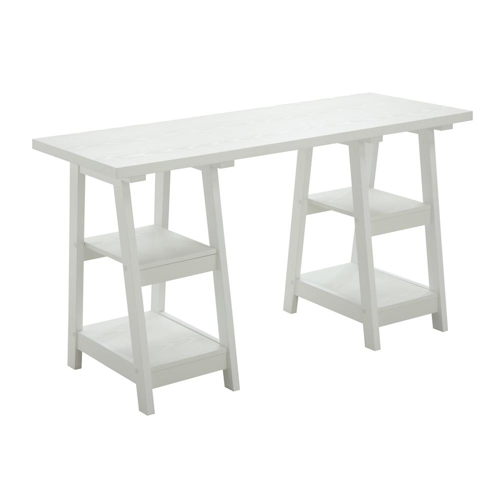 Designs2Go Double Trestle Desk with Shelves. Picture 1