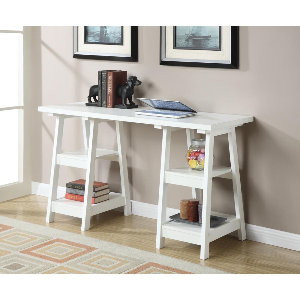 Designs2Go Double Trestle Desk with Shelves. Picture 3