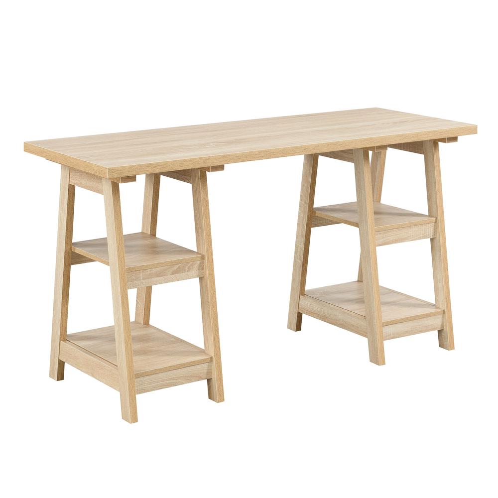 Designs2Go Double Trestle Desk with Shelves. Picture 1