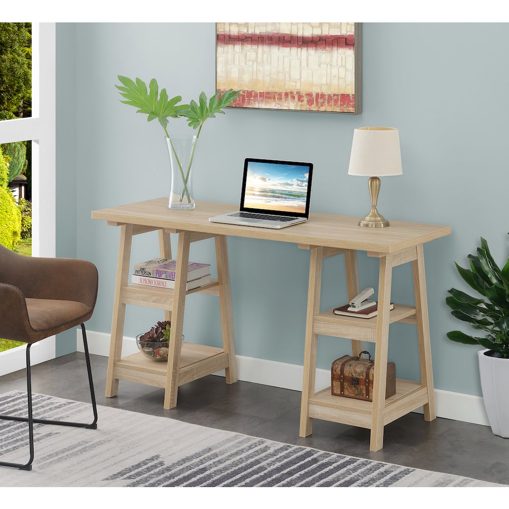 Designs2Go Double Trestle Desk with Shelves. Picture 2