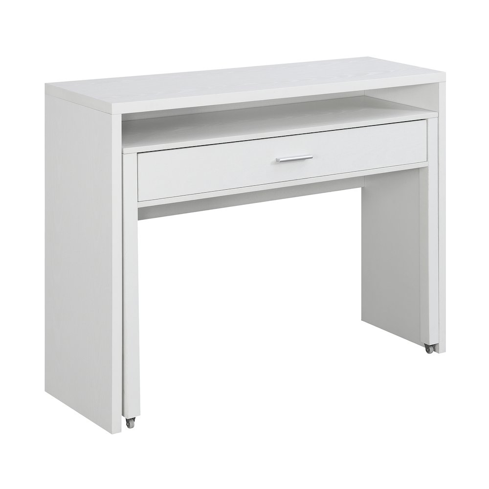 Newport JB Console/Sliding Desk with Drawer and Riser, White. Picture 3