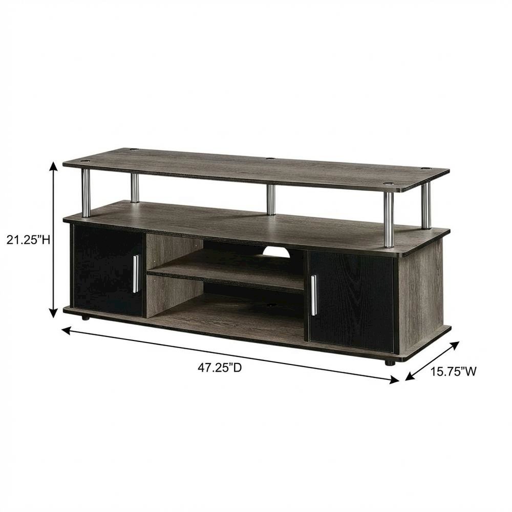 Weathered Gray, Black TV Stand, Cabinets, Shelves, up to 55 Inch TVs. Picture 7