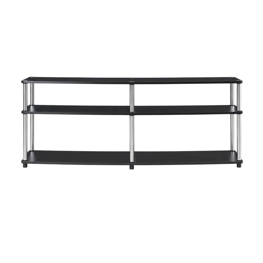 Espresso 3-Tier TV Stand, Particle Board, Steel Poles, 65-Inch Displays. Picture 4