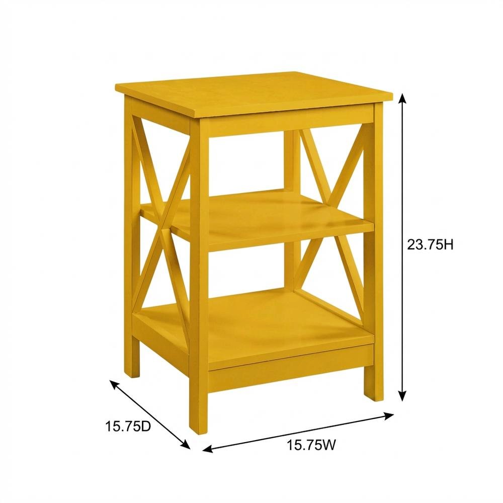 Yellow End Table with Shelves for Coastal-Style Home Decor. Picture 7
