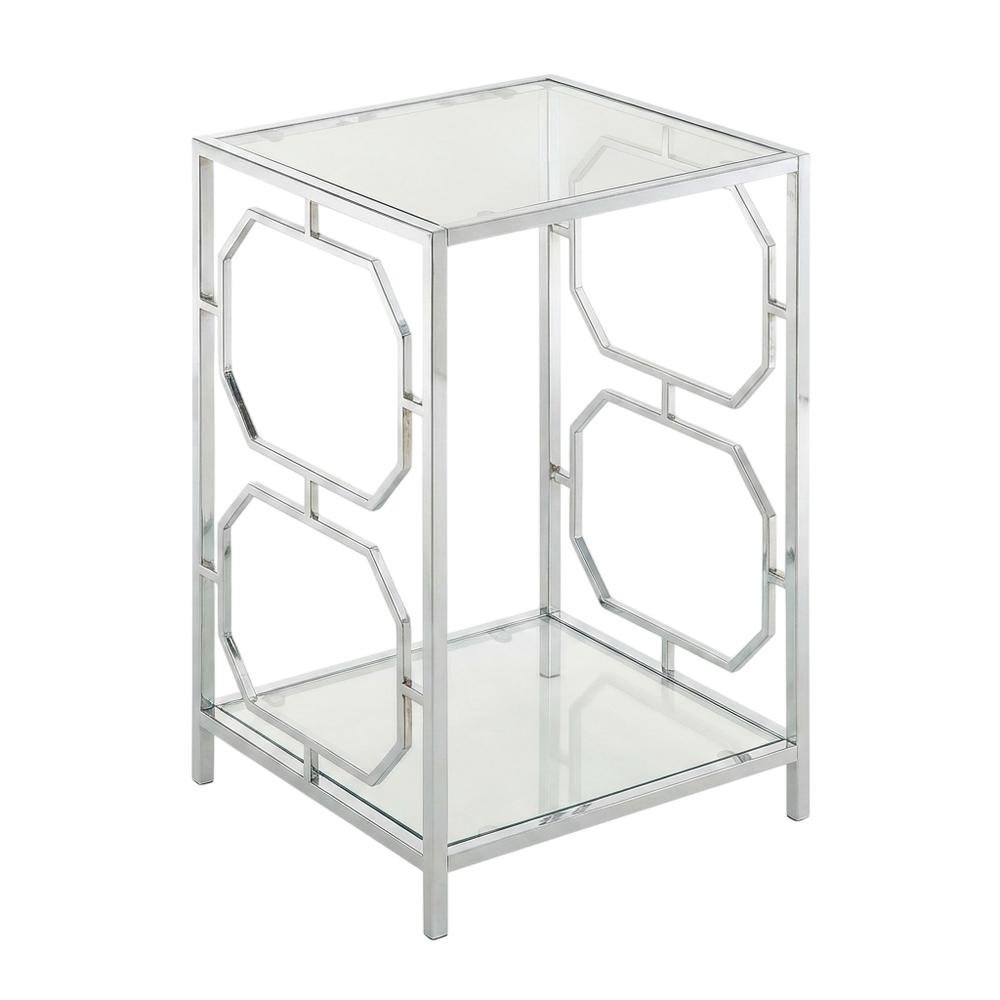 Modern Chrome End Table with Sleek Metal Frame and Minimalist Design. Picture 1