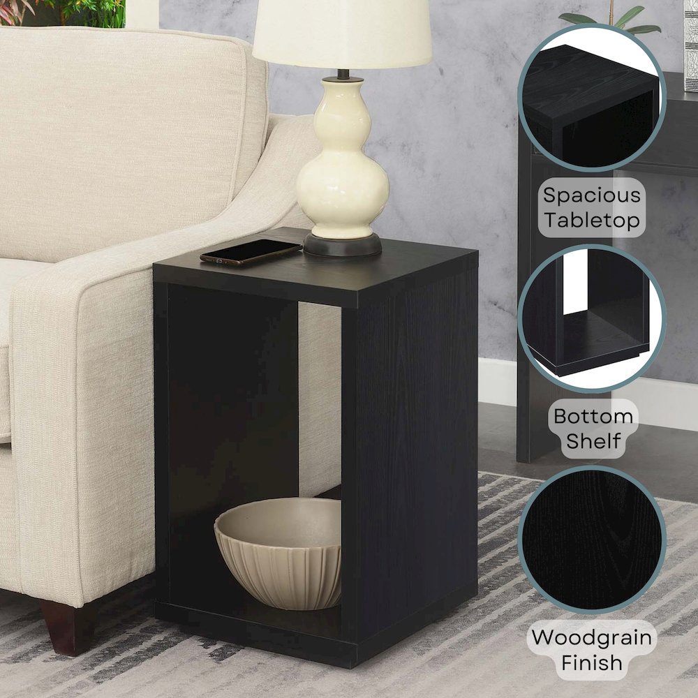 Northfield Admiral End Table with Shelf, Black. Picture 4