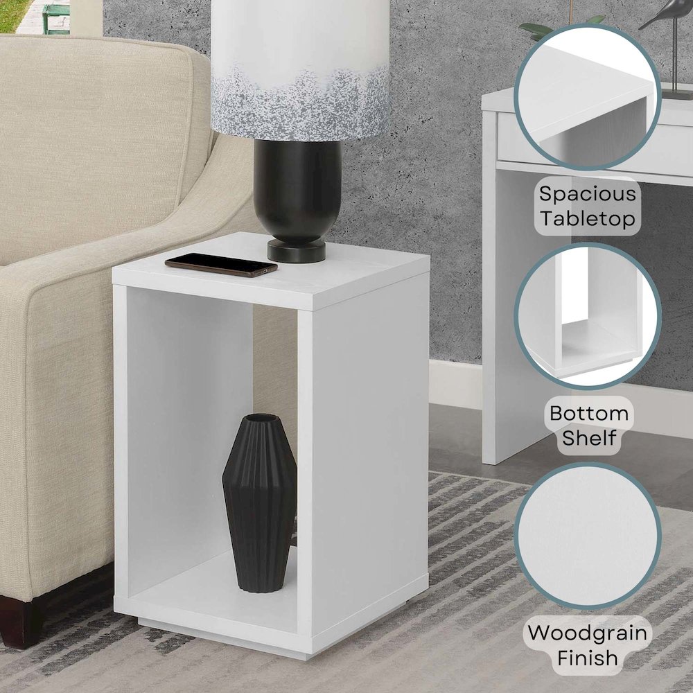 Northfield Admiral End Table with Shelf, White. Picture 4