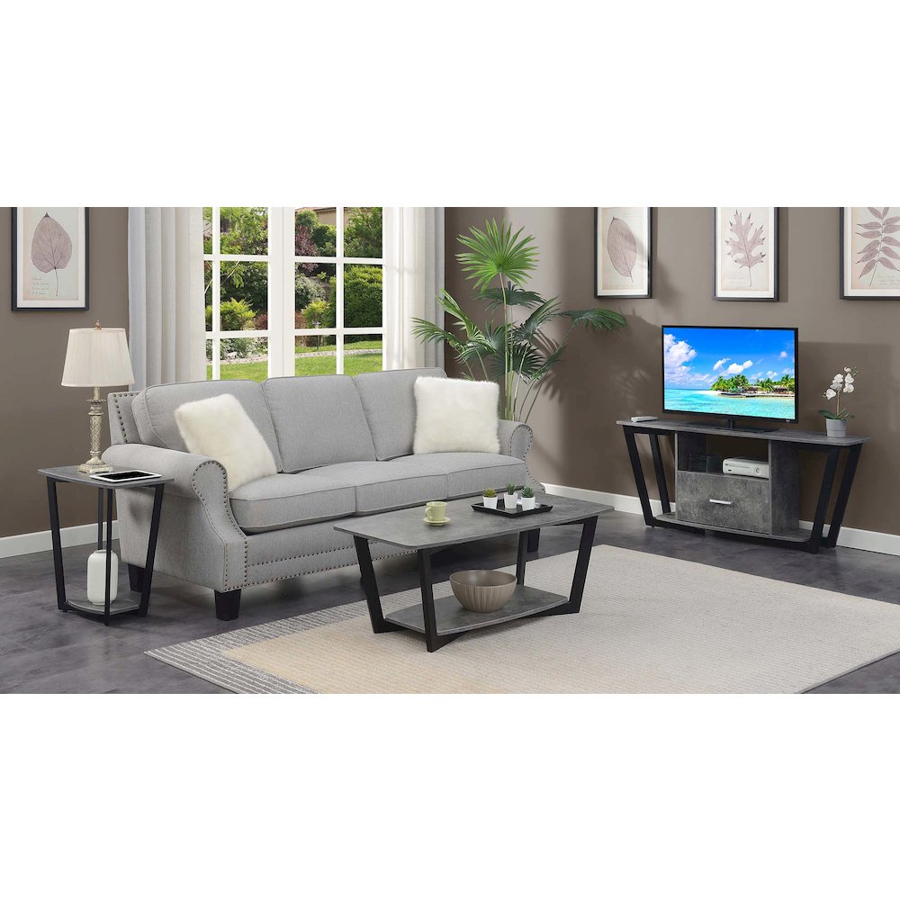 Graystone Coffee Table with Shelf, Weathered Gray/Black Frame. Picture 4