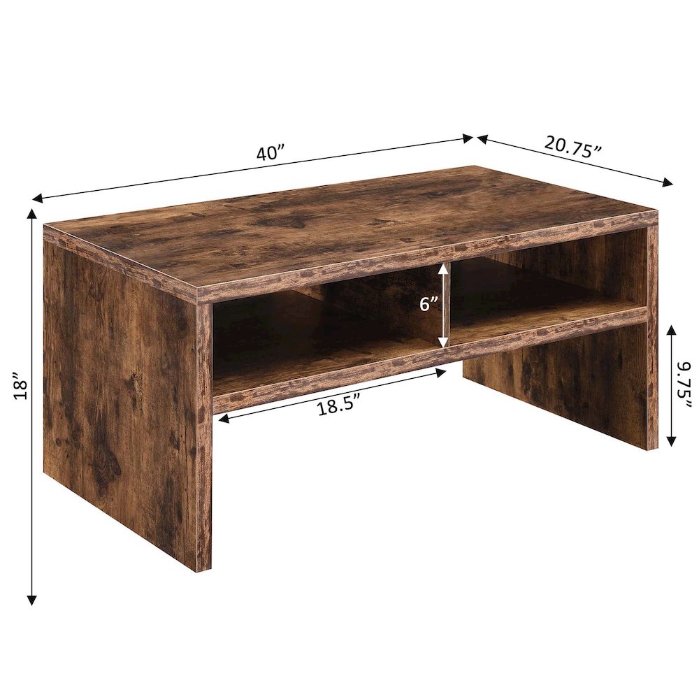 Northfield Admiral Deluxe Coffee Table with Shelves, Barnwood. Picture 6