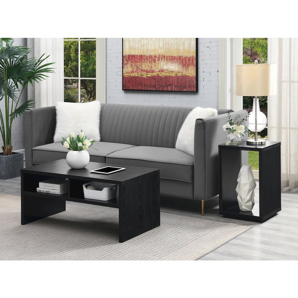 Northfield Admiral Deluxe Coffee Table with Shelves, Black. Picture 5