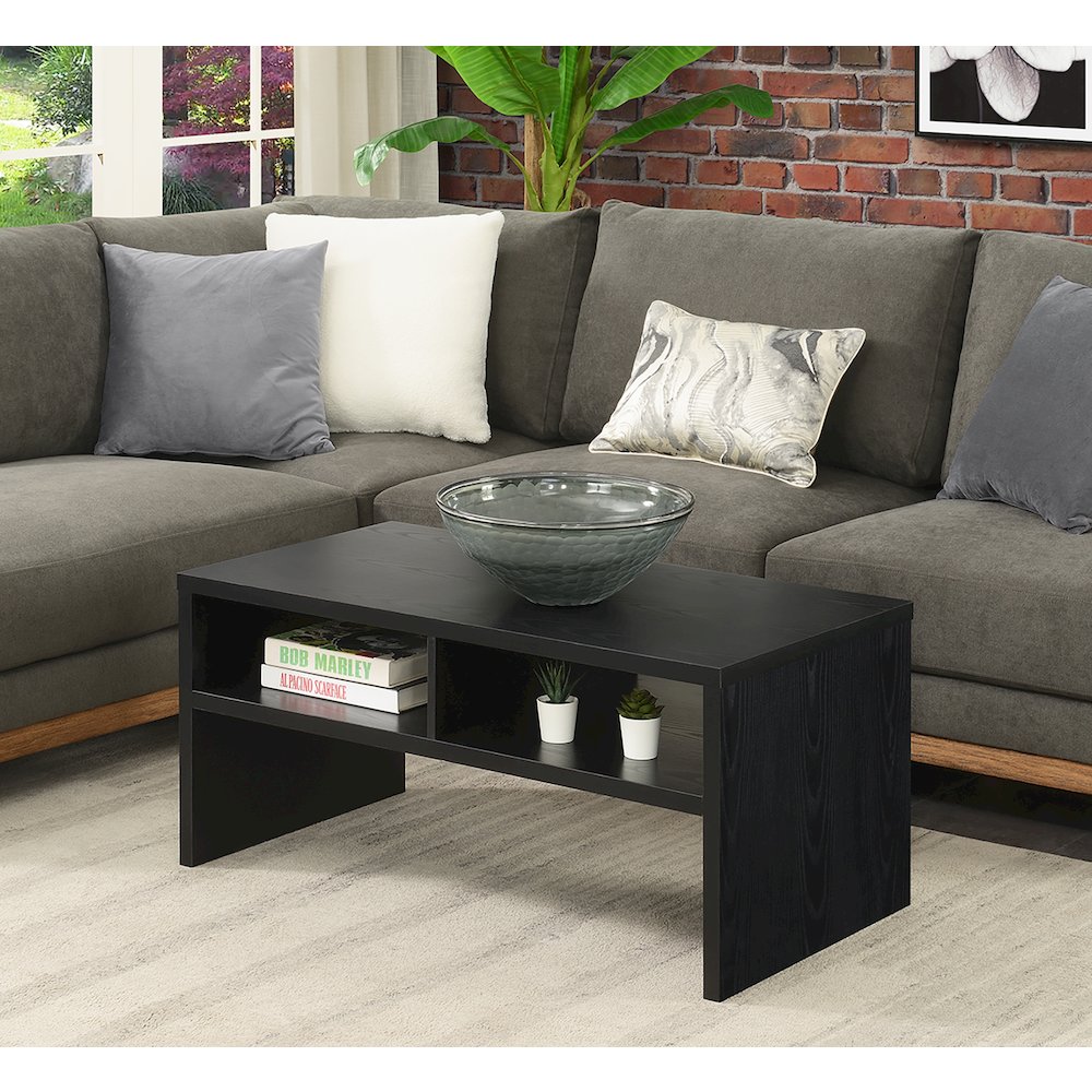 Northfield Admiral Deluxe Coffee Table with Shelves, Black. Picture 2