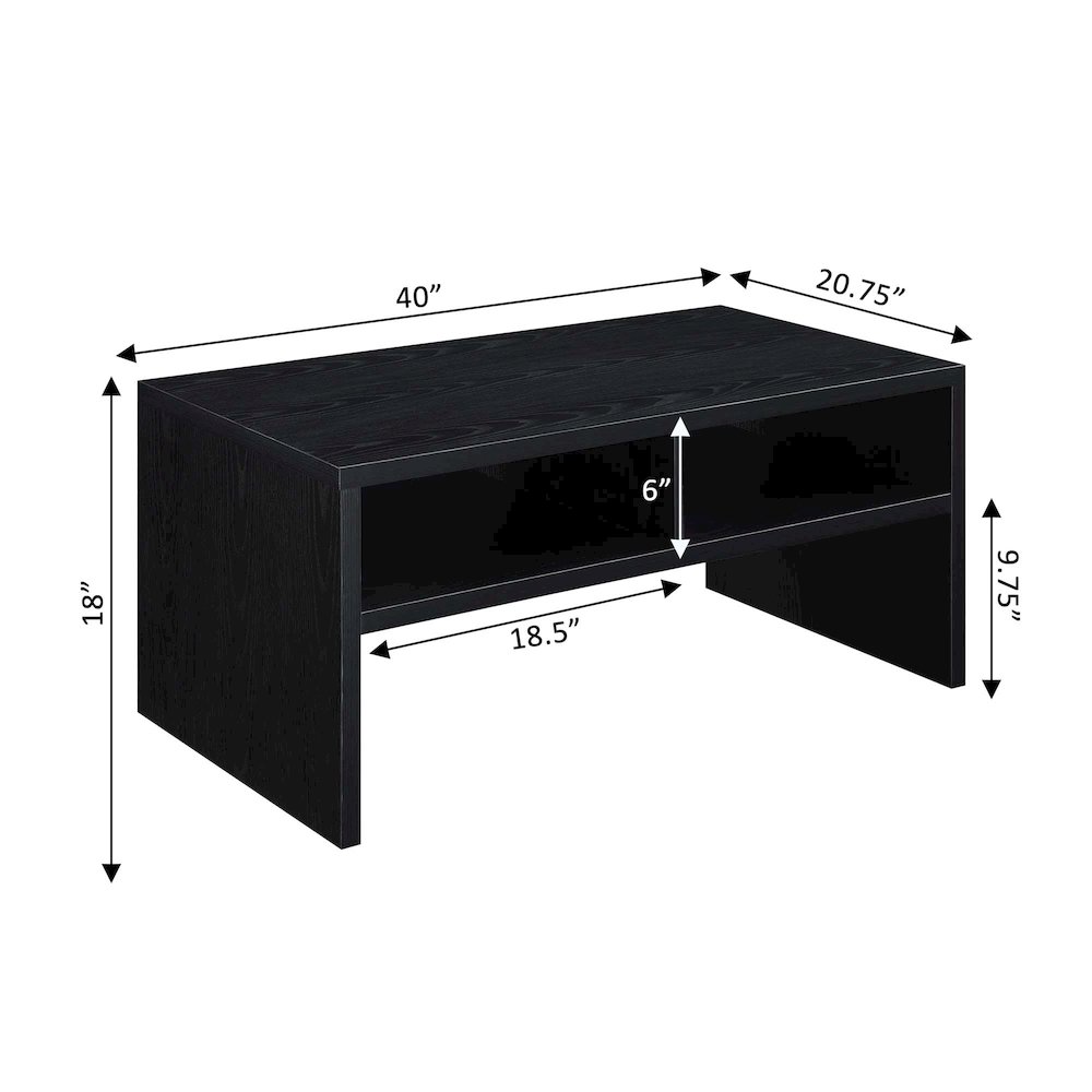 Northfield Admiral Deluxe Coffee Table with Shelves, Black. Picture 6