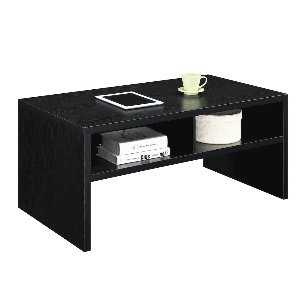 Northfield Admiral Deluxe Coffee Table with Shelves, Black. Picture 3