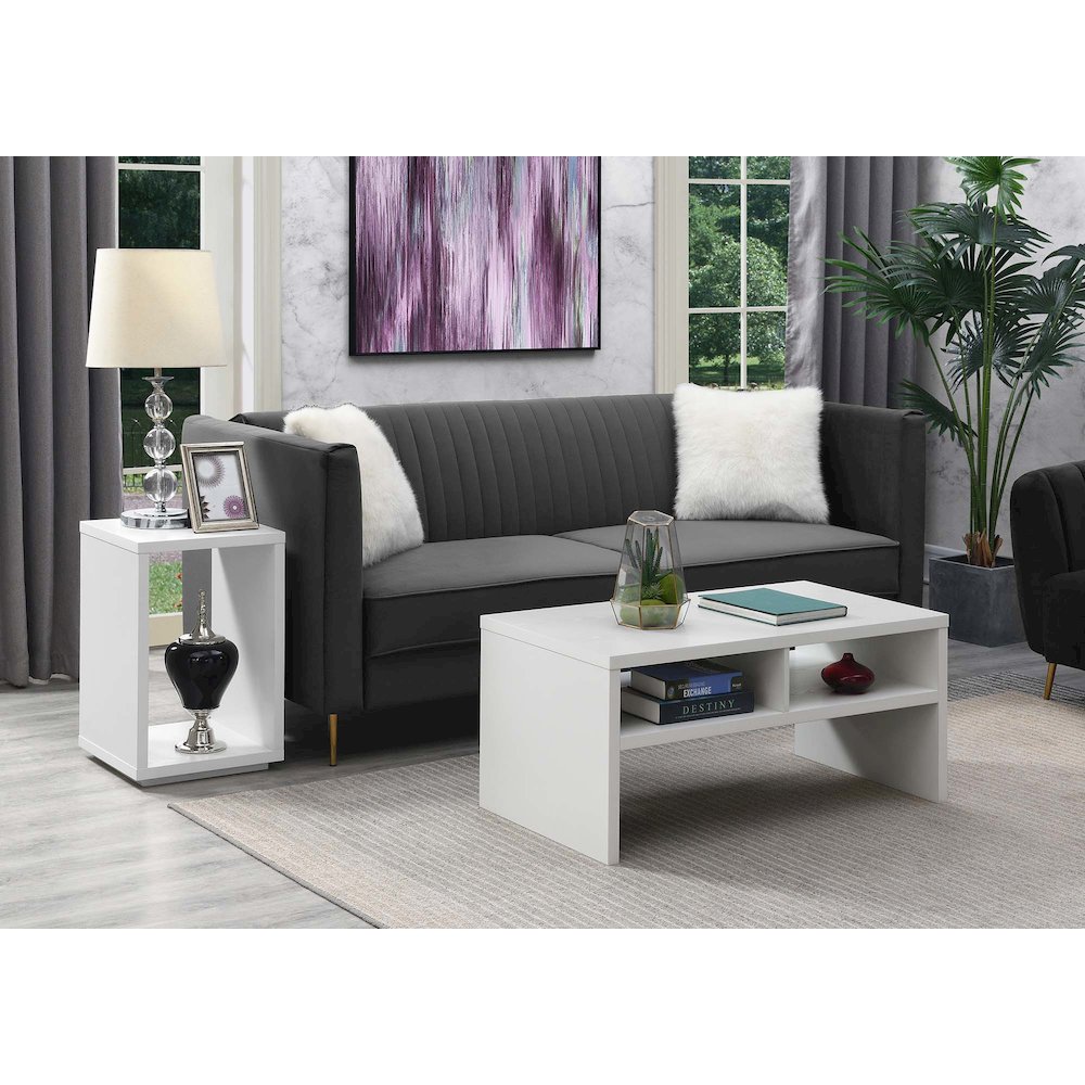 Northfield Admiral Deluxe Coffee Table with Shelves, White. Picture 5