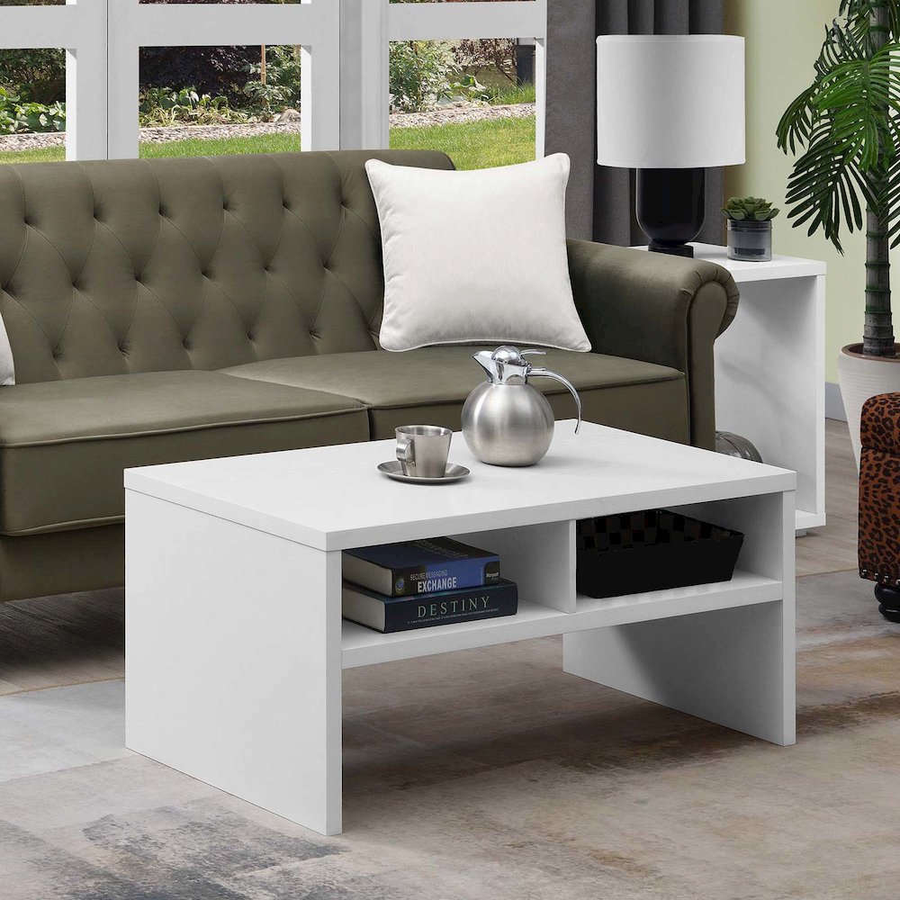 Northfield Admiral Deluxe Coffee Table with Shelves, White. Picture 2
