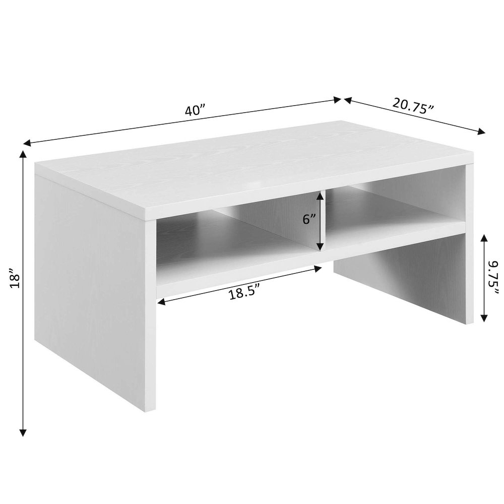 Northfield Admiral Deluxe Coffee Table with Shelves, White. Picture 6