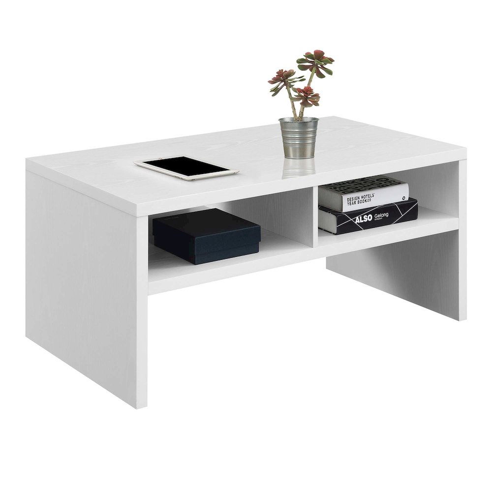 Northfield Admiral Deluxe Coffee Table with Shelves, White. Picture 3
