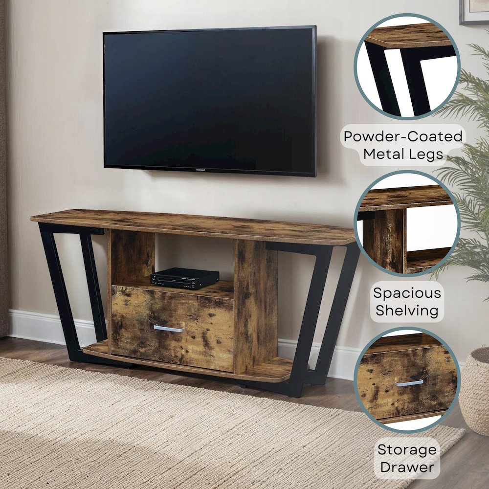 Graystone 1 Drawer TV Stand with Shelves for TVs up to 65 Inches. Picture 4