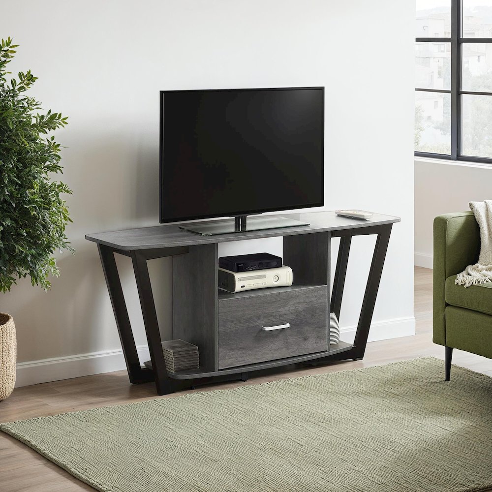 Graystone 1 Drawer TV Stand with Shelves for TVs up to 65 Inches. Picture 3