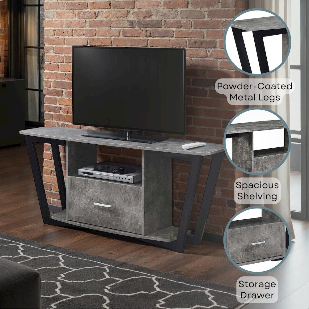 Graystone 1 Drawer TV Stand with Shelves for TVs up to 65 Inches. Picture 4