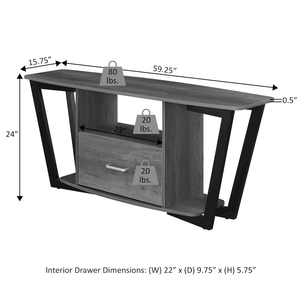 Graystone 1 Drawer TV Stand with Shelves for TVs up to 65 Inches. Picture 5