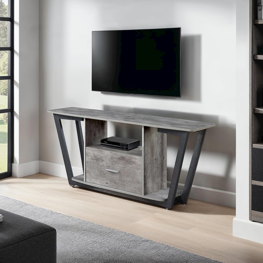 Graystone 1 Drawer TV Stand with Shelves for TVs up to 65 Inches. Picture 3