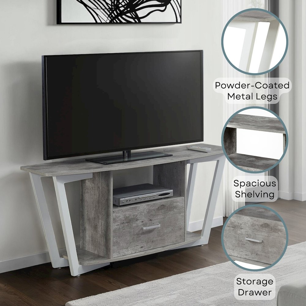 Graystone 1 Drawer TV Stand with Shelves for TVs up to 65 Inches. Picture 4