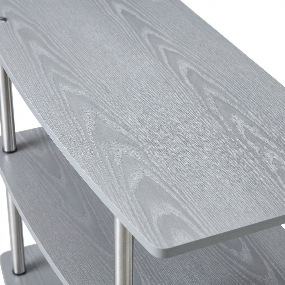 Gray No Tools 3-Tier TV Stand for TVs up to 37 inches, Transitional style. Picture 5
