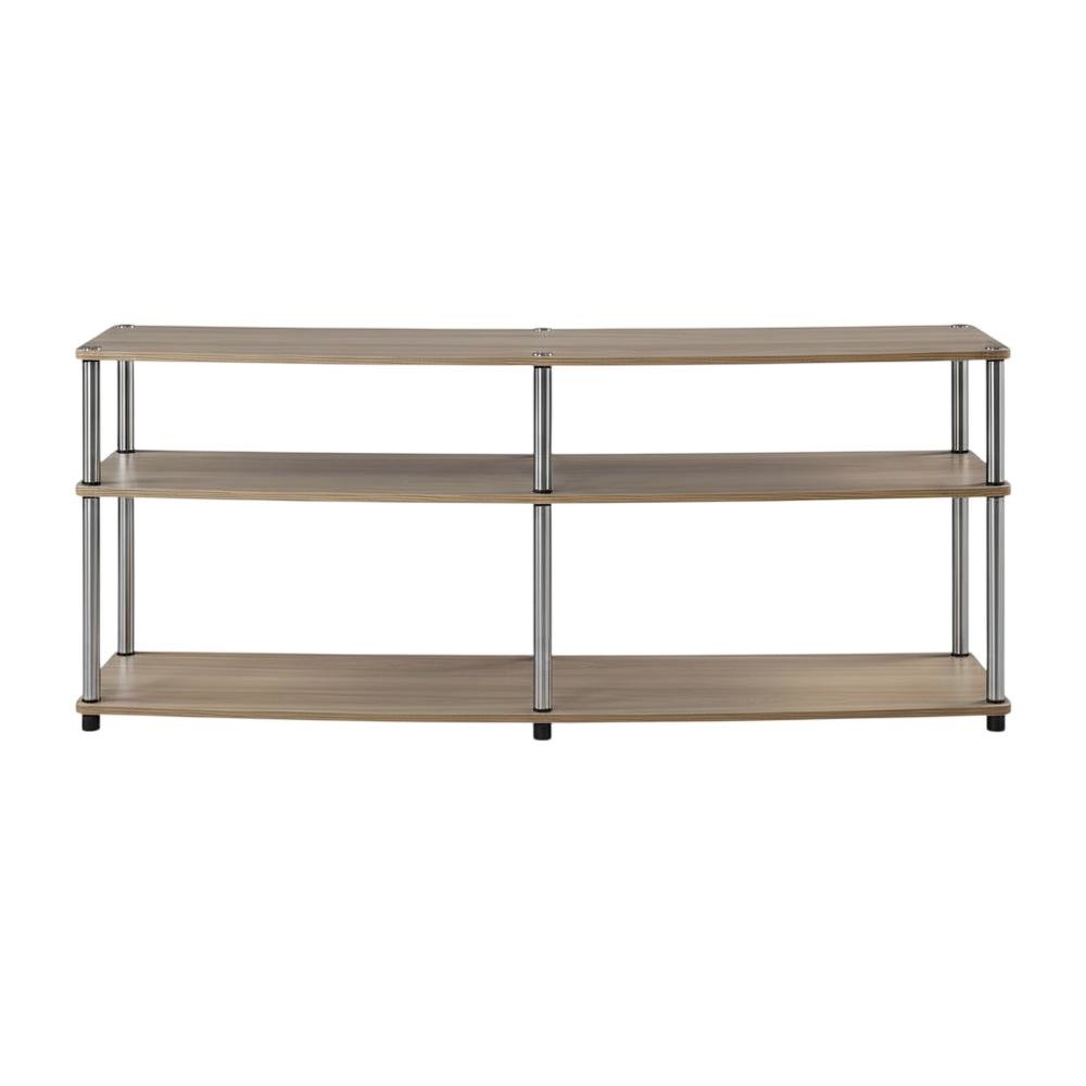 Light Oak TV Stand with 3 Tiers and Stainless Steel Poles. Picture 4