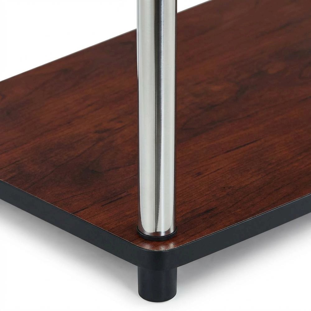 Cherry 3-tier TV stand, sturdy particle board construction, stainless steel. Picture 6