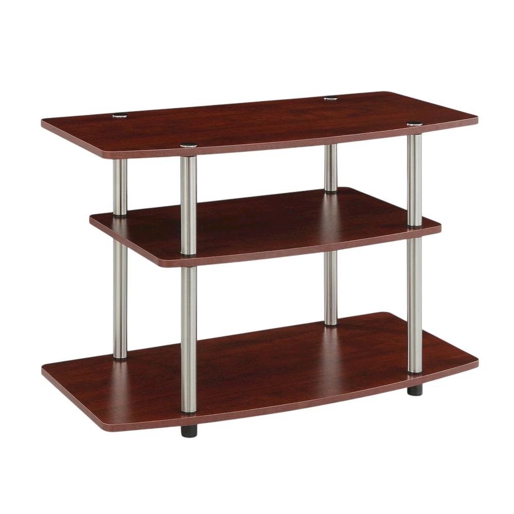 Wide TV Stand in Neutral Finish for Up to 46-Inch Screens with 3-Tier Storage. Picture 5
