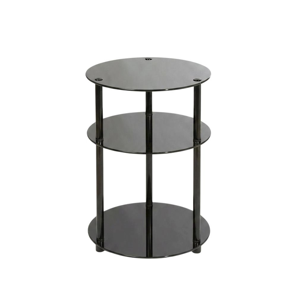 Glass 3-Tier Round Accent Table with Modern Design. Picture 4