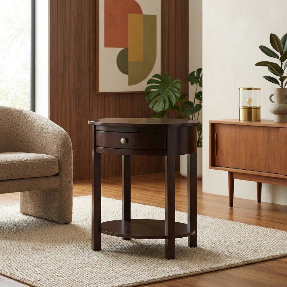 Rustic End Table with Single Drawer and Shelf for Living Room Storage. Picture 3