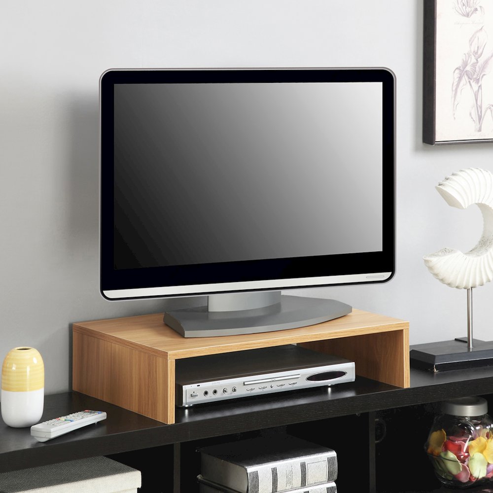 Designs2Go Small TV/Monitor Riser for TVs up to 26 Inches Light Oak. Picture 2