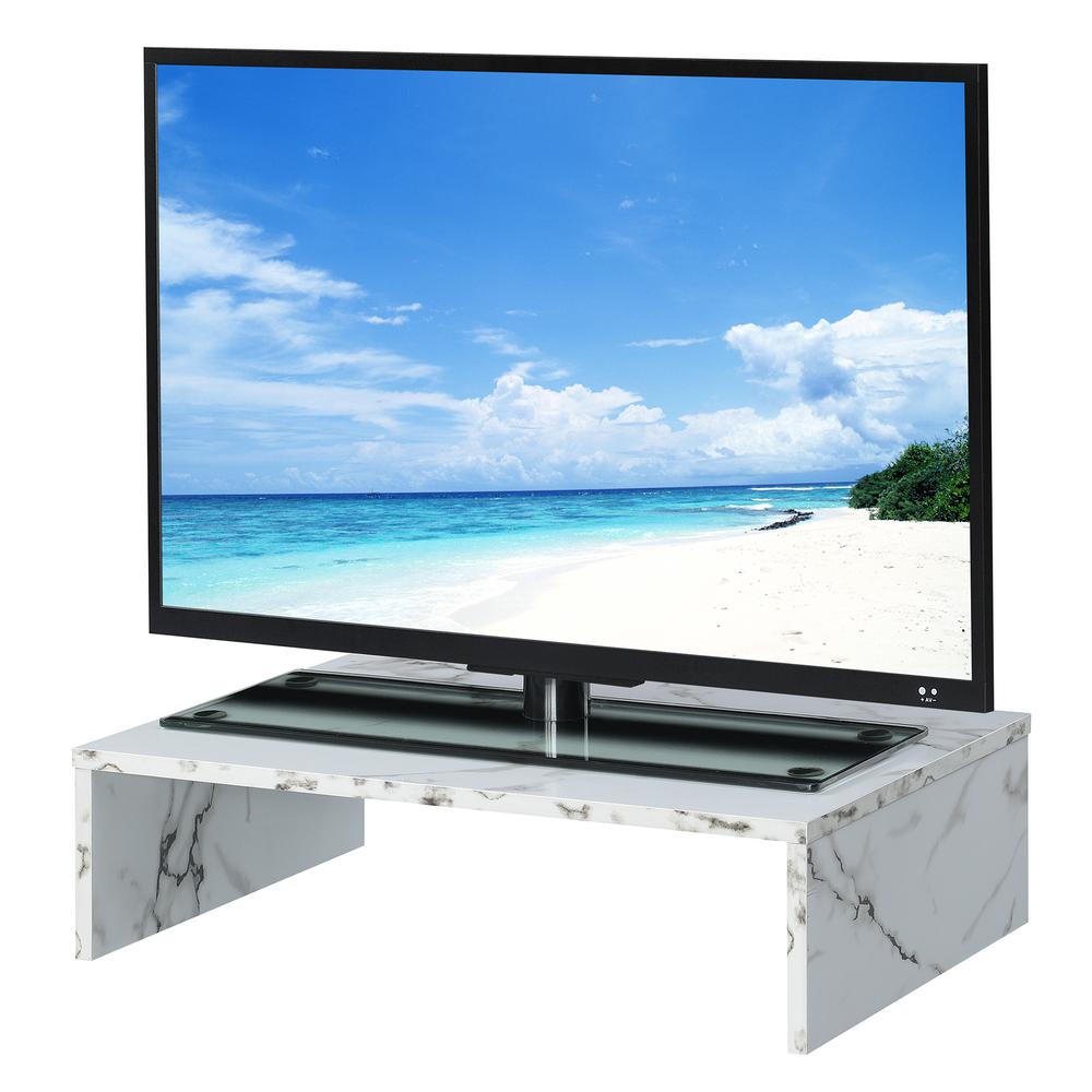 Designs2Go Small TV/Monitor Riser for TVs up to 26 Inches White Faux Marble. Picture 2