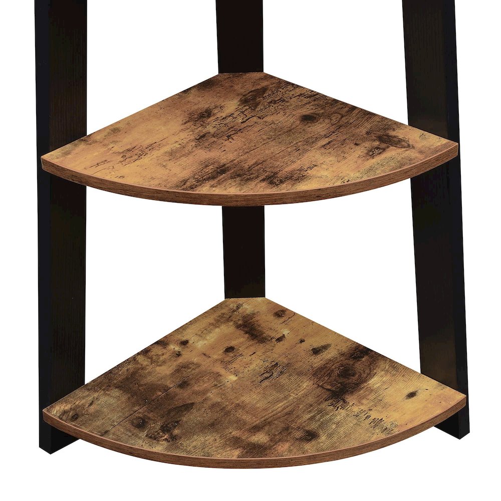 Newport 5 Tier Corner Bookshelf Barnwood/Black. Picture 4