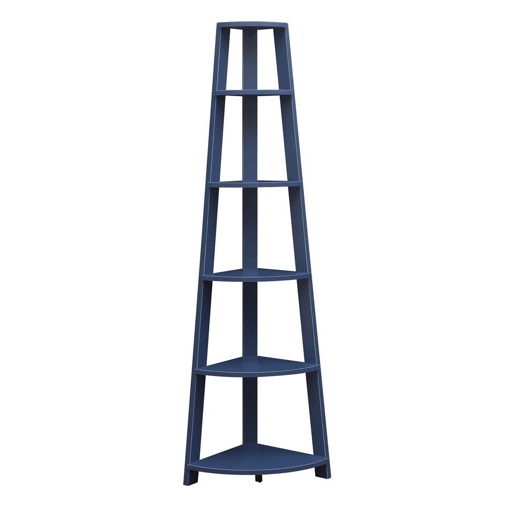 Newport 5 Tier Corner Bookshelf Cobalt Blue. Picture 1