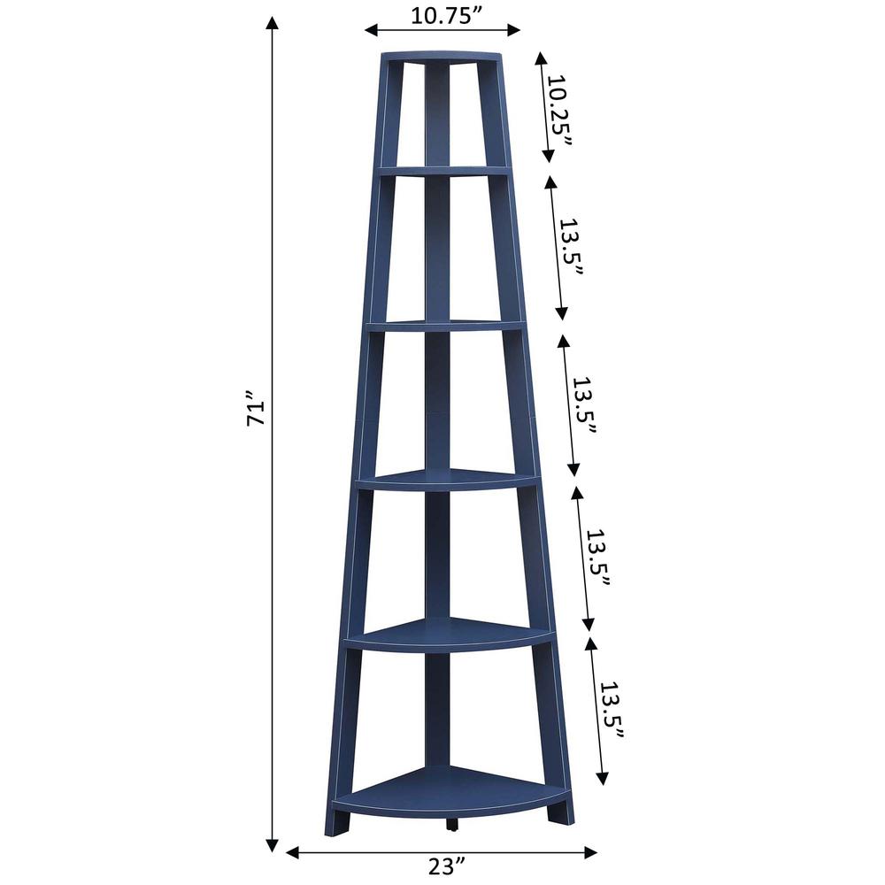 Newport 5 Tier Corner Bookshelf Cobalt Blue. Picture 5